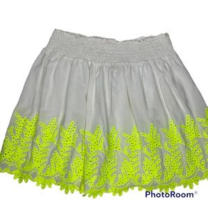 Ramy Brook Junia skirt White w/ neon yellow detail Small